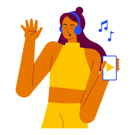 Mädchen hört Musik  Illustration