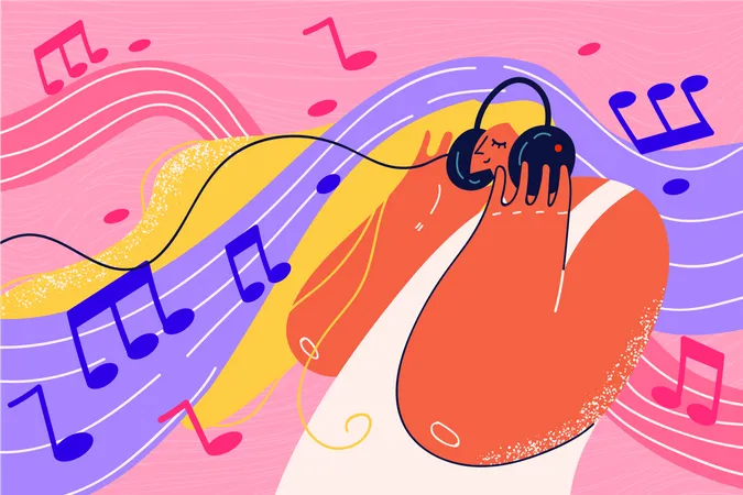 Mädchen hört Musik  Illustration