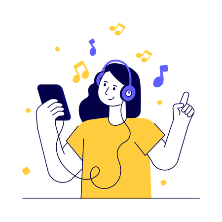 Mädchen hört Musik  Illustration