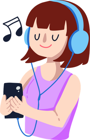 Mädchen hört Musik am Telefon  Illustration