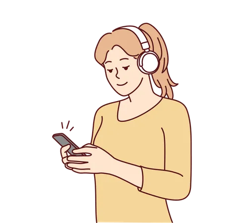 Mädchen hört Musik vom Handy  Illustration