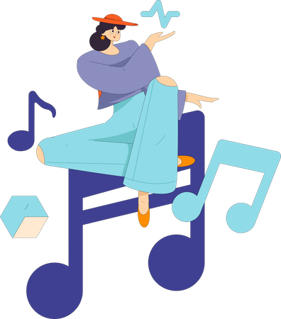 Mädchen hört Musik zur Entspannung  Illustration