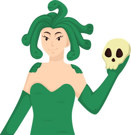 Mädchen im Medusa-Kostüm  Illustration