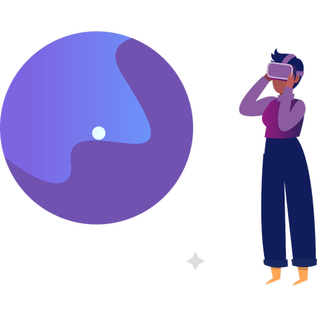 Mädchen im Metaverse trägt VR  Illustration