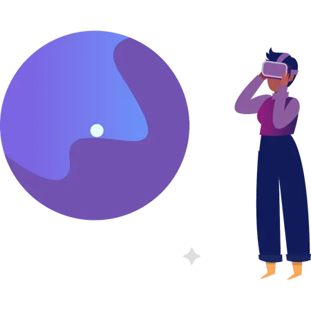 Mädchen im Metaverse trägt VR  Illustration