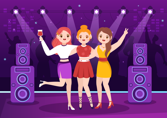 Mädchen im Nachtclub  Illustration