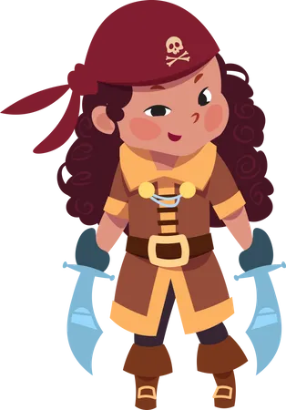 Mädchen im Piratenkostüm  Illustration
