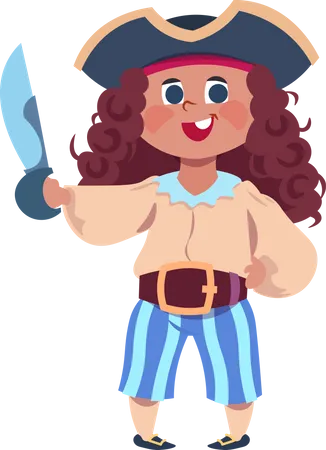 Mädchen im Piratenkostüm  Illustration