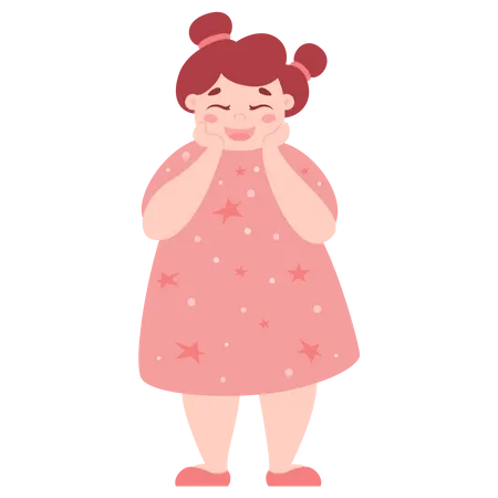 Kleinkindmadchen Madchen Im Rosafarbenen Kleid Kindische Aktivitat Gluckliches Kleinkind Flache Abbildung Illustration