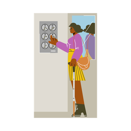 Mädchen in Braille-Aufzug Zugänglichkeit  Illustration