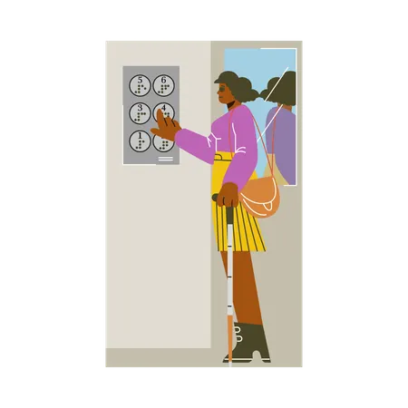 Mädchen in Braille-Aufzug Zugänglichkeit  Illustration