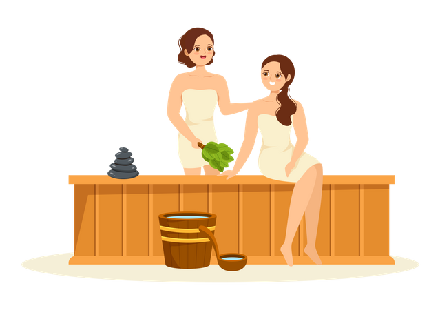 Mädchen in der Sauna  Illustration