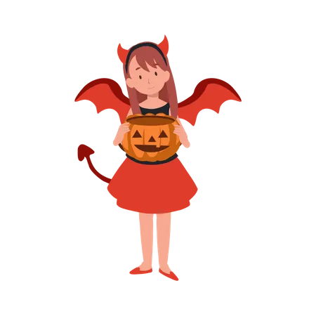 Mädchen in Halloweenkostümen  Illustration