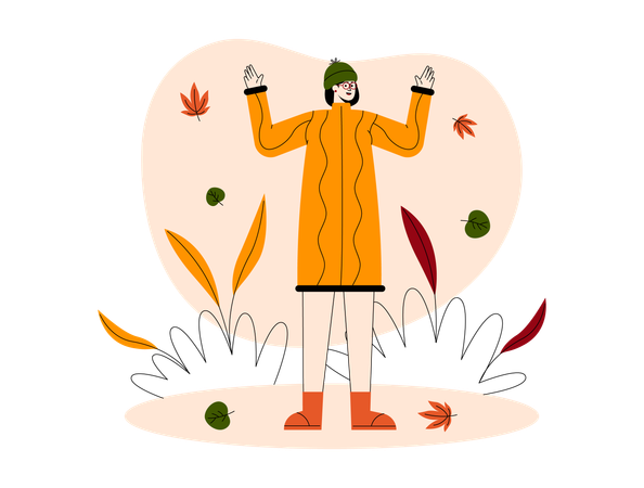 Mädchen in Herbstkleidung  Illustration