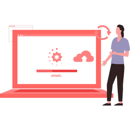 Mädchen installiert Systemsoftware  Illustration