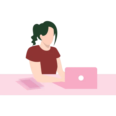 Mädchen investiert mit Laptop  Illustration