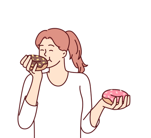 Mädchen isst Donut  Illustration