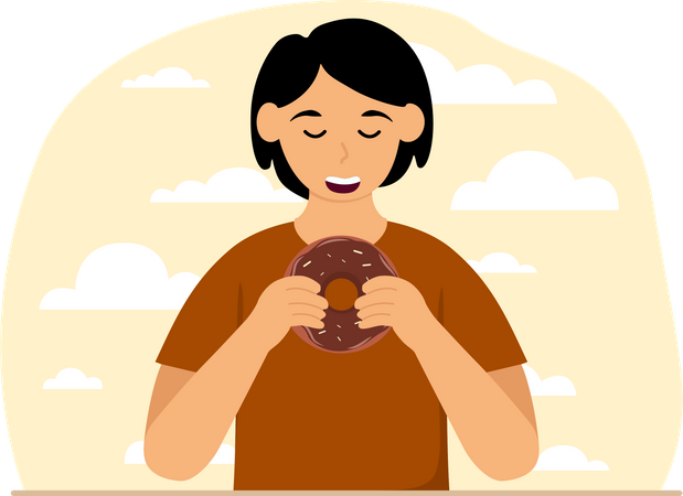 Mädchen isst Donut  Illustration