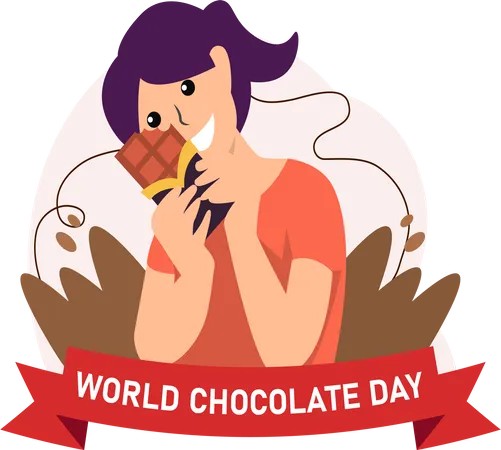 Mädchen isst Schokolade  Illustration