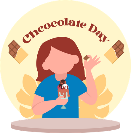 Mädchen isst Schokoladeneis  Illustration