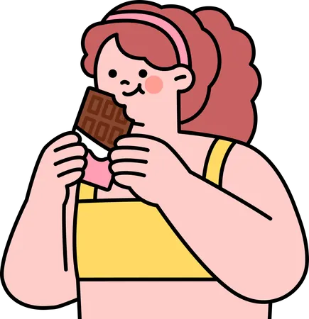 Mädchen isst Schokoriegel  Illustration