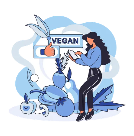 Mädchen isst veganes Essen  Illustration