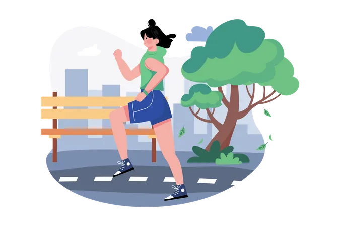 Mädchen joggt im Park  Illustration