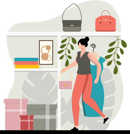 Mädchen kaufen Mode-Accessoires  Illustration