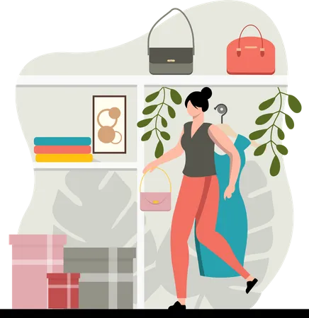 Mädchen kaufen Mode-Accessoires  Illustration