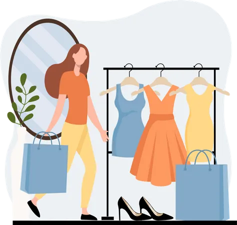 Mädchen kaufen Mode-Accessoires  Illustration