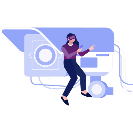 Mädchen steuert CCTV  Illustration