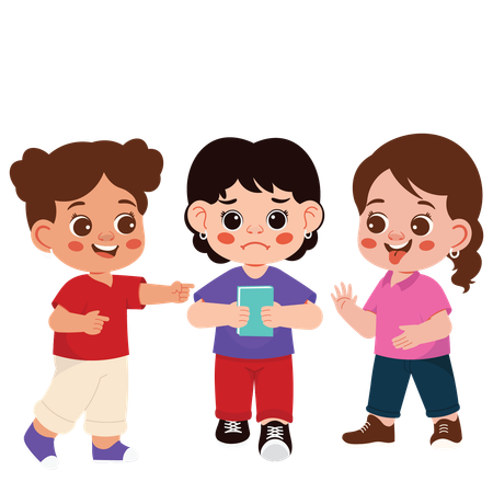 Mädchen lachen über Freunde  Illustration