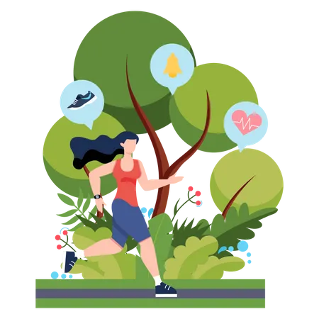 Fitness Lauf Oder Jogging Konzept Idee Eines Gesunden Und Aktiven Lebensstils Immunverbesserung Und Muskelaufbau Isolierte Flache Vektorillustration Illustration