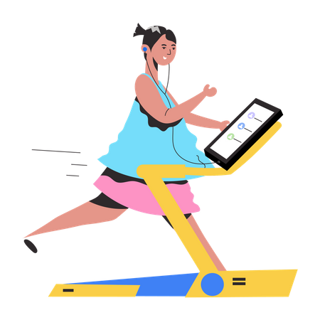 Mädchen läuft auf Laufband  Illustration