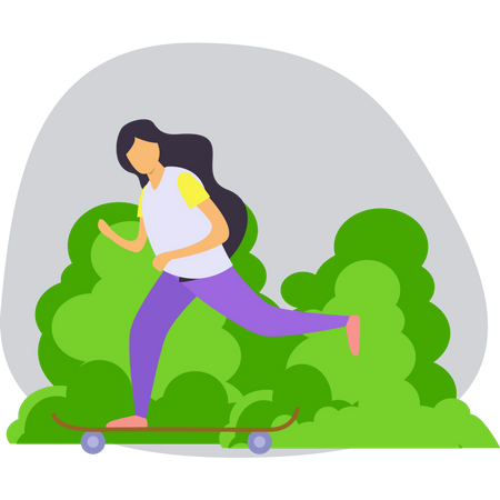 Mädchen läuft im Park Schlittschuh  Illustration