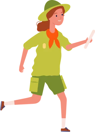 Mädchen läuft in Pfadfinderuniform  Illustration