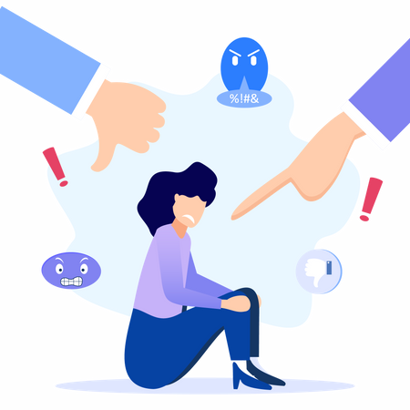 Mädchen leidet unter Mobbing  Illustration