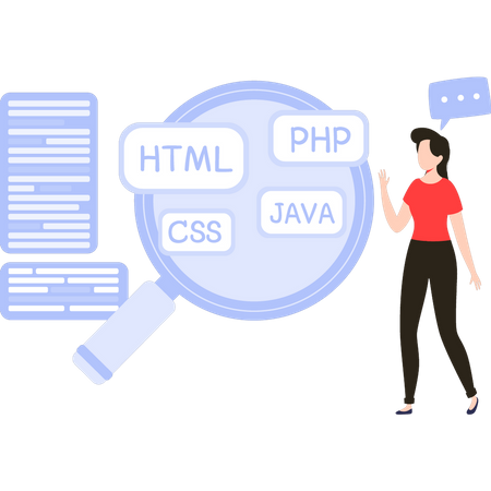 Mädchen lernt Programmiersprachen  Illustration