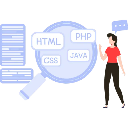 Mädchen lernt Programmiersprachen  Illustration