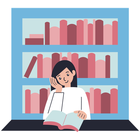 Mädchen lesen gerne Bücher  Illustration