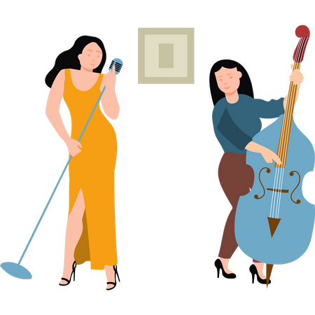 Mädchen lieben es zu singen  Illustration