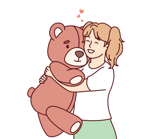 Mädchen lieben Teddybär  Illustration