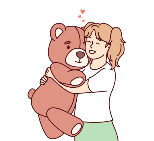 Mädchen lieben Teddybär  Illustration