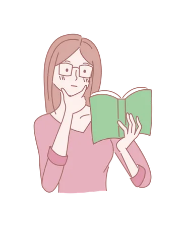 Mädchen liest Buch  Illustration