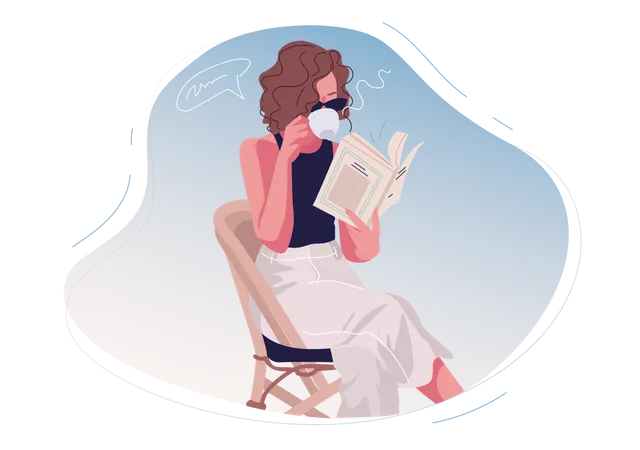 Mädchen liest Buch  Illustration