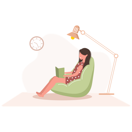 Mädchen liest Buch  Illustration