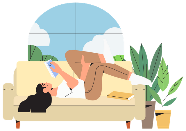 Mädchen liest Buch  Illustration