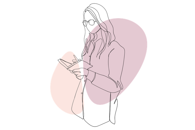Mädchen liest Buch  Illustration
