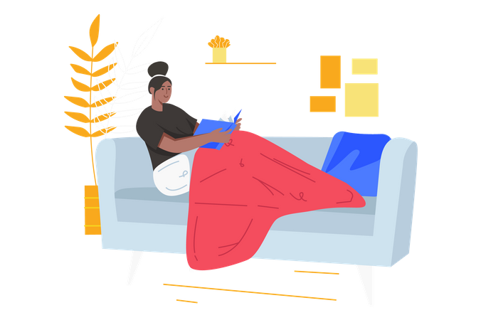 Mädchen liest Buch  Illustration