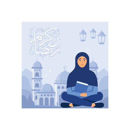 Mädchen liest den Koran  Illustration